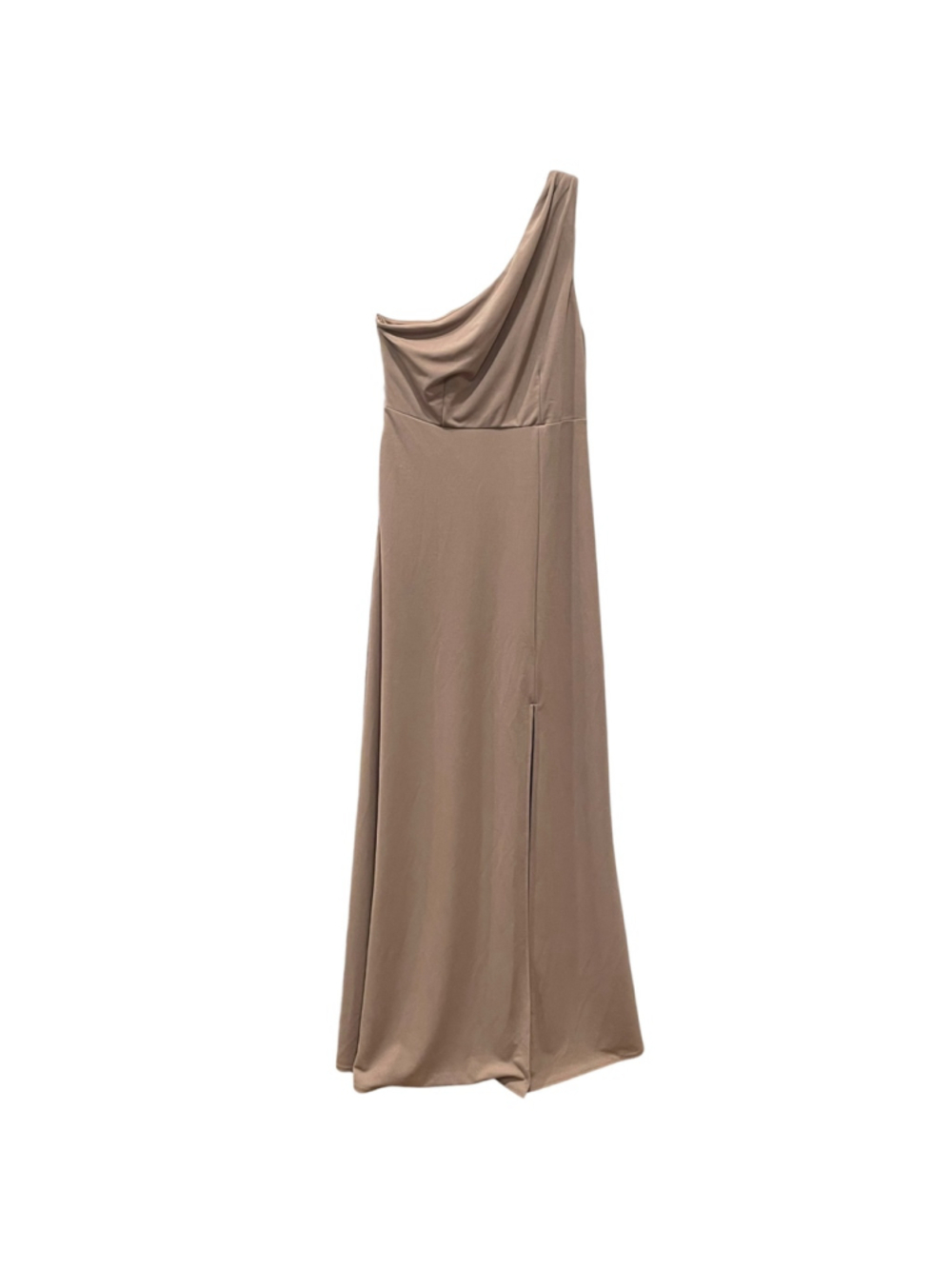 Birdy Grey Womens Medium Kira Dress Formal One Shoulder Full Length Maxi Taupe